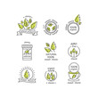 © oxygen_8 - Vector set of stevia labels, logos, badges, icons. Natural sweetener design element. Organic stevia icon isolated. Eco safe stevia badge design.