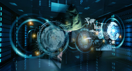 Hacker accessing to personal data information with a computer 3D rendering