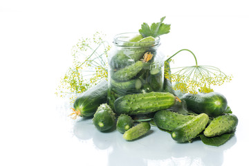 pickled cucumbers with herbs and spices