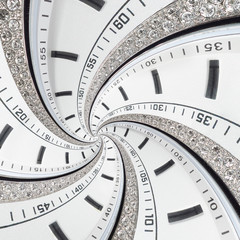 Wall Mural - futuristic modern white strass spiral clock watch abstract fractal surreal background. watch clock u