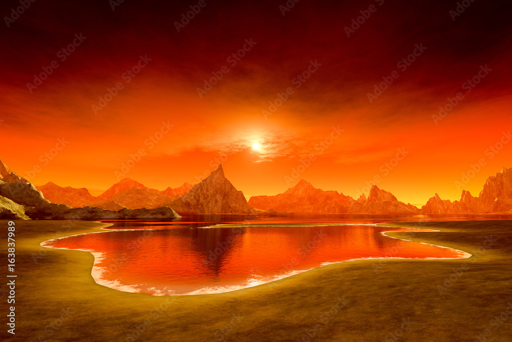 beautiful fantasy sunset over the ocean