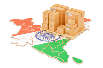Poster - shipping and delivery from india concept, 3d rendering