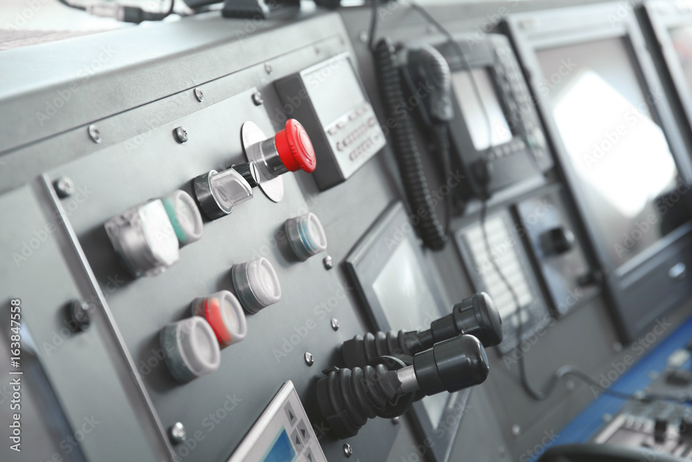 Ship control panel in  captain's bridge