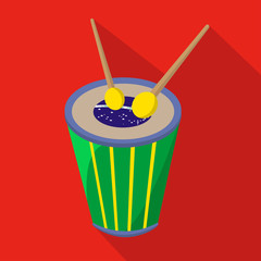 Brazilian drum cartoon flat icon. Brazil. Vector illustration.