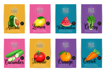 Poster - Set of vector banners with fruits
