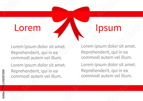 Two Red Ribbon Christmas Bow Icon Gift Box Decoration Element Set Two Red Ribbon Christmas Bow Icon Gift Box Decoration Element Set Frame Template With Text Flat Design White Background Isolated