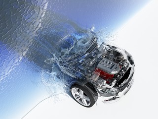 Wall Mural - Auto under water.