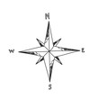 Compass star illustration on a white background.Black and white color line art