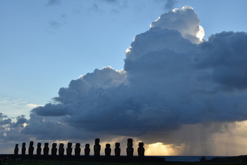 Canvas Print - Moai statues at Ahu Tongariki, on Easter Island (Rapa Nui)