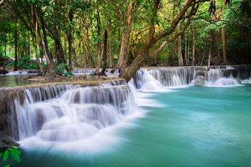 Wall Mural - Waterfall in Thailand, called Huay or Huai mae khamin in Kanchanaburi Provience