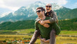 © Syda Productions - happy couple with backpacks traveling in highlands