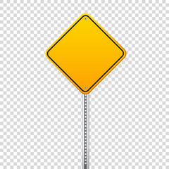 Wall Mural - road yellow traffic sign. blank board with place for text.mockup. isolated information sign. directi