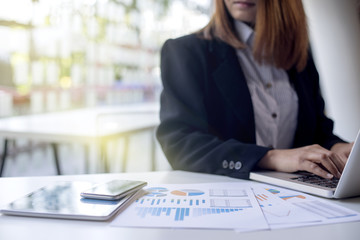 working woman on the desk with  laptop