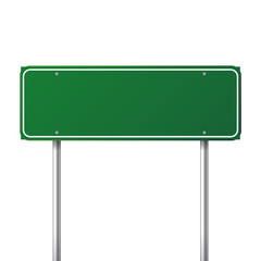 Wall Mural - road green traffic sign. blank board with place for text.mockup. isolated information sign. directio