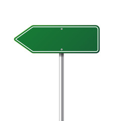 Wall Mural - road green traffic sign. blank board with place for text.mockup. isolated information sign. directio