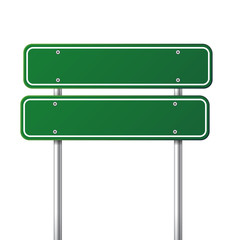 Wall Mural - road green traffic sign. blank board with place for text.mockup. isolated information sign. directio