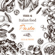 Vector illustration sketch - pasta. Card Italian food
