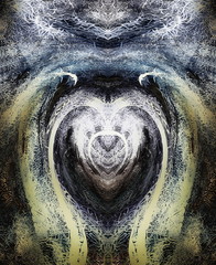 Leinwandbilder - abstract graphic background with filligrane pattern, with symbol of heart and wings, spiritual healing and protection