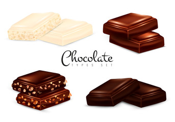 Poster - Realistic Chocolate Types Set