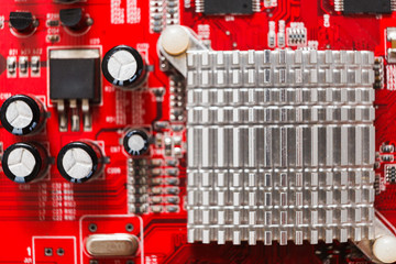 Poster - Computer motherboard components top view
