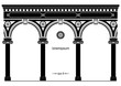 Silhouette of arched classical facade