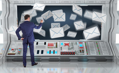 Wall Mural - Businessman using email interface on a board 3D rendering