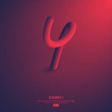 3d abstract hand drawn number 4.