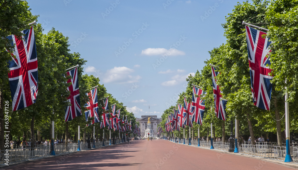 The Mall and Buckingham Palace in London - obrazy, fototapety, plakaty 