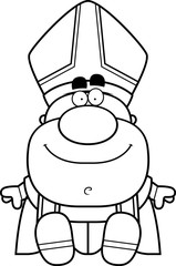 Poster - Cartoon Pope Sitting