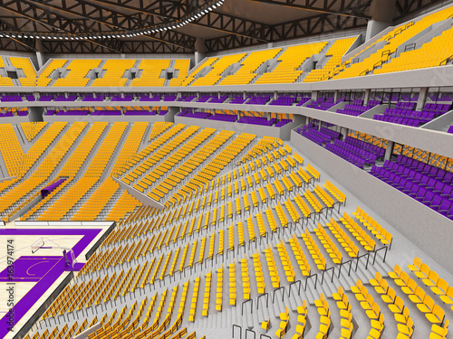 Large modern basketball arena with yellow seats Tableau sur Toile