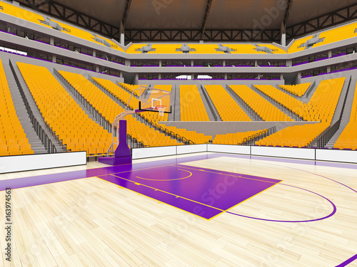 Large modern basketball arena with yellow seats Poster Mural XXL