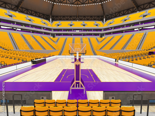 Large modern basketball arena with yellow seats Poster Mural XXL