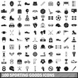 100 sporting goods icons set, simple style 
