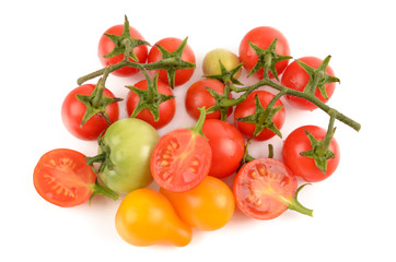 juicy tomatoes on white background