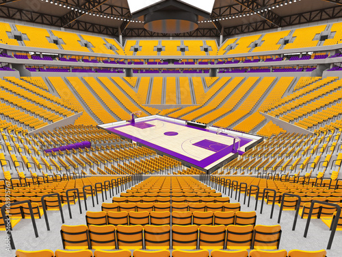 Photographie Large modern basketball arena with yellow seats