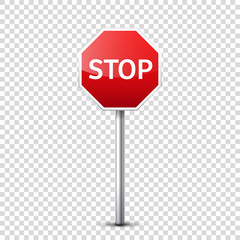 road red signs collection isolated on transparent background. road traffic control.lane usage.stop a