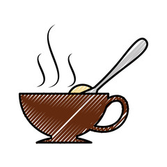 Poster - coffee cup with sugar spoon vector illustration design