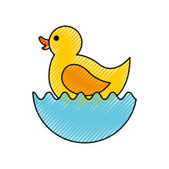 Sticker - rubber duck toy icon vector illustration design