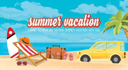 Summer holiday vacation concept, vector illustration