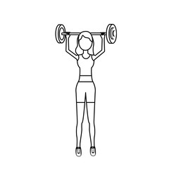 line woman with dumbbell to do exercise