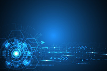 Poster - Vector in technology concept on blue background.