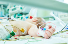 Newborn Child Inside Incubator In Hospital