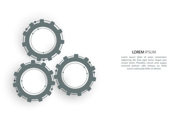 Wall Mural - Gears in engagement. Engineering drawing abstract industrial background with a cogwheels.