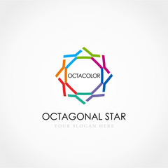 Wall Mural - Octagonal Star Logo, Flower colorful logo