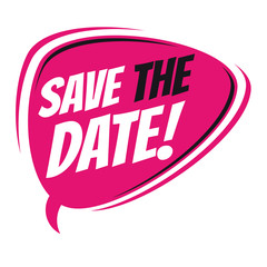 Poster - save the date retro speech balloon