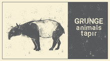 Silhouette Tapir In Grunge Design Style Animal Icon Vector Illustration