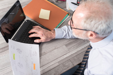 Wall Mural - Mature businessman working on laptop