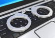Laptop and Handcuffs Cyber Crime Illustration