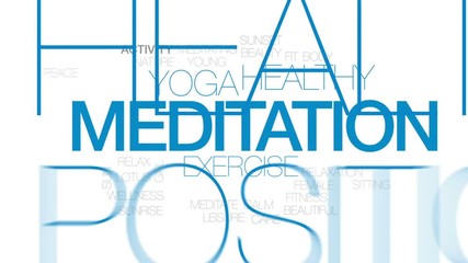 Poster - Meditation animated word cloud, text design animation. Kinetic typography.