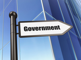 Politics concept: sign Government on Building background